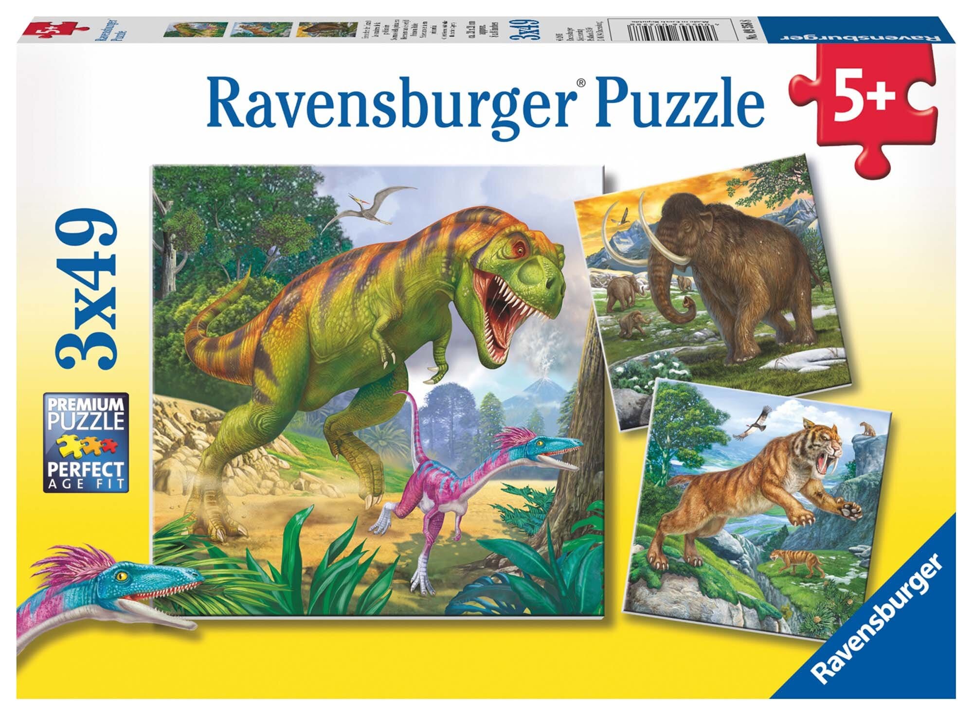 Ravensburger Puzzel - Prehistorische dieren 3x49 stukjes
