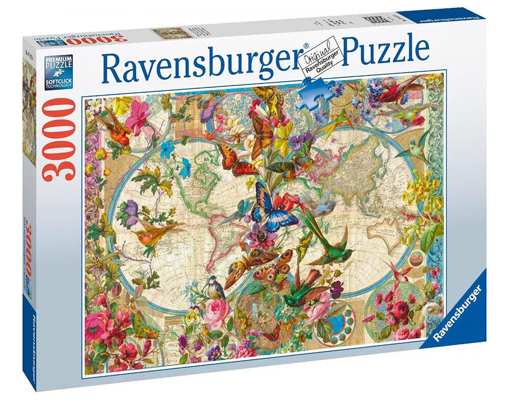 Ravensburger Puzzel - Flora en fauna wereldkaart 3000 stukjes