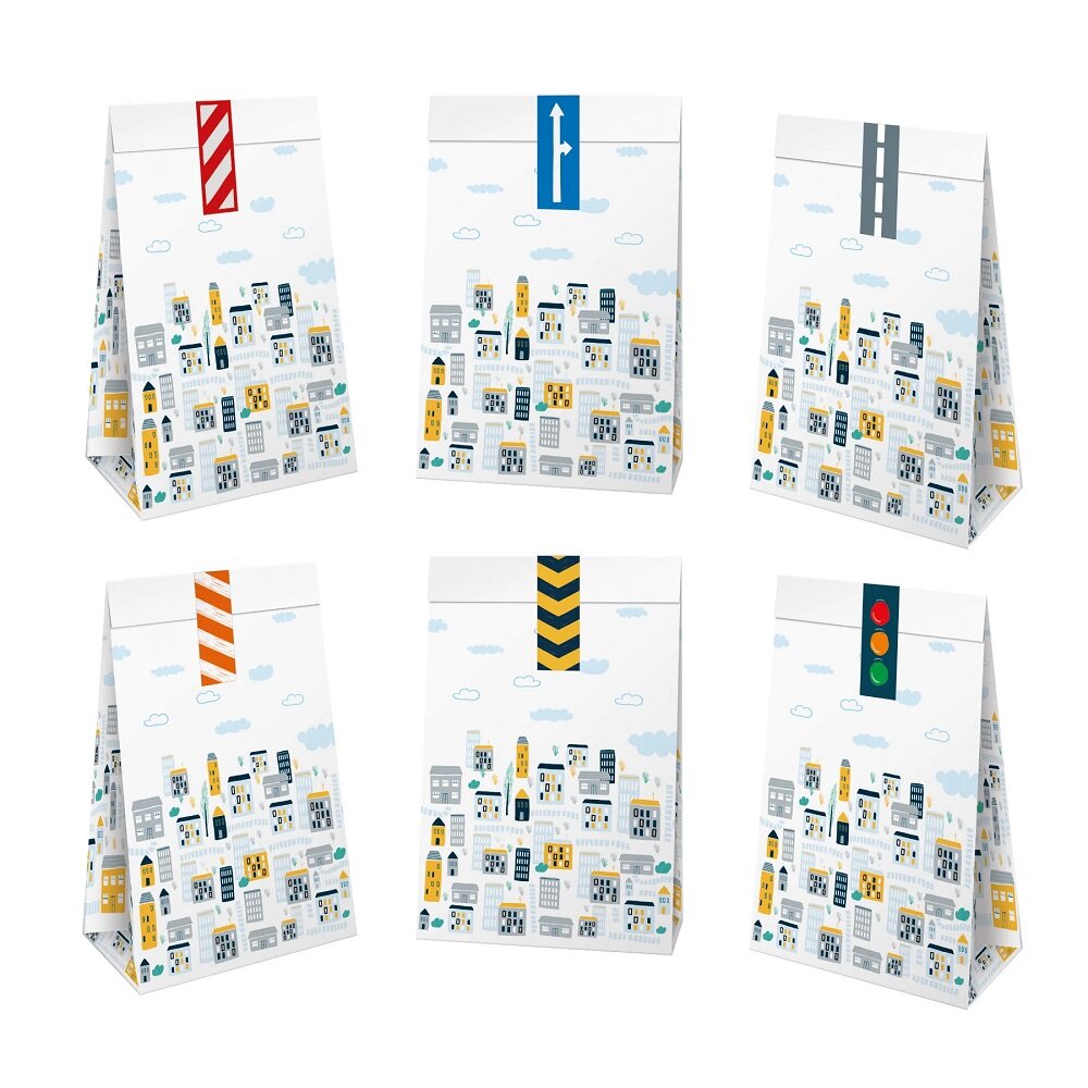 Voertuigen Uitdeelzakjes met stickers 6 stuks