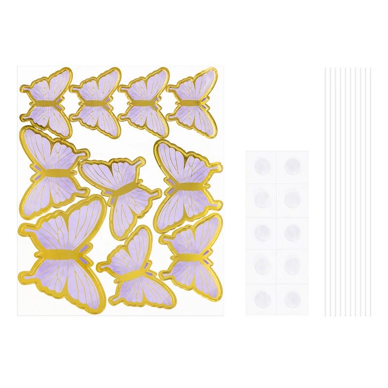 Taartdecoraties - Paarse Vlinders 10-pack