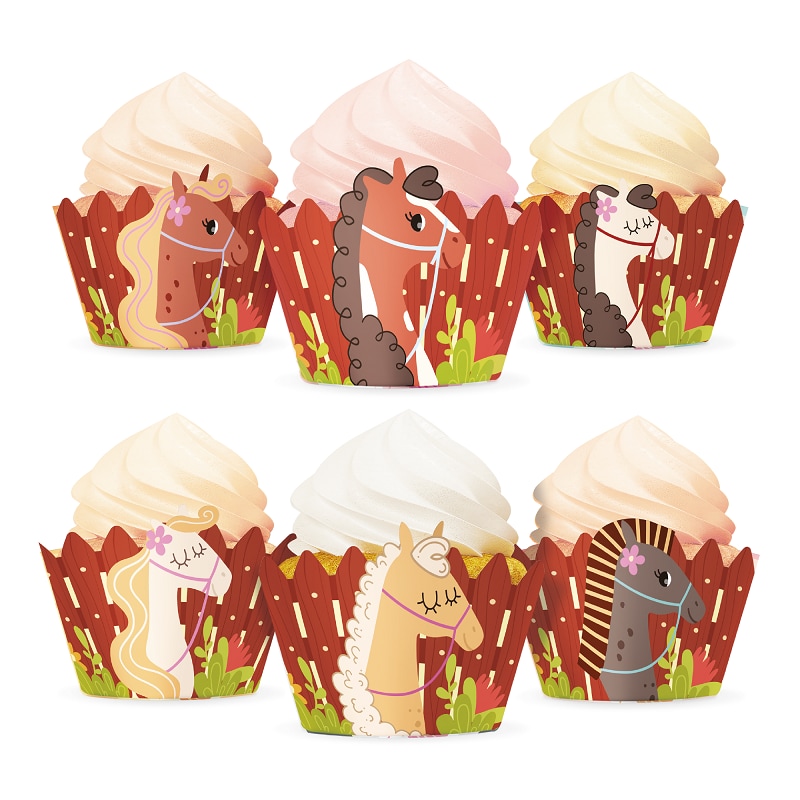 Paarden - Cupcake wikkels 6 stuks