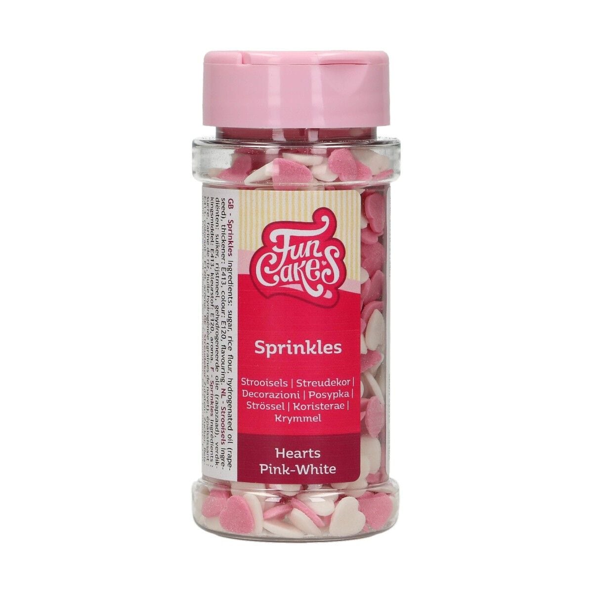 FunCakes - Strooisel Hartjes Roze-Wit 60 g