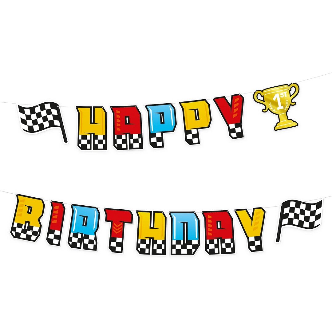 Racing Car Slinger Happy Birthday 220 cm