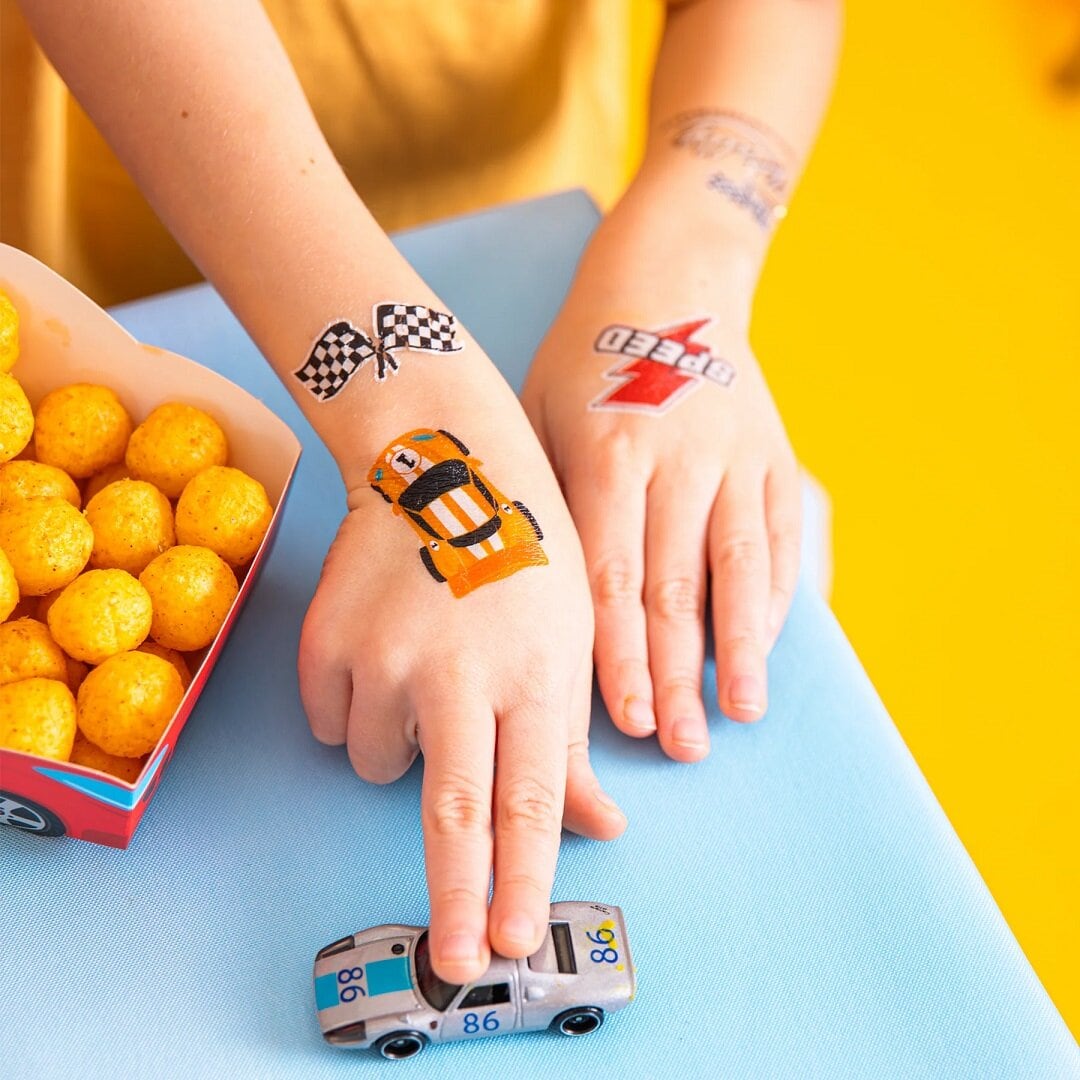 Racing car neptattoos voor kinderen 14 stuks