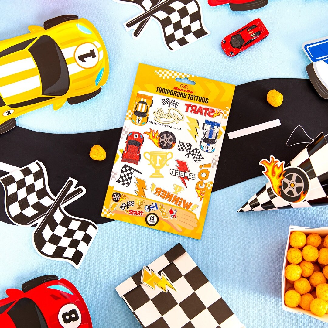 Racing car neptattoos voor kinderen 14 stuks