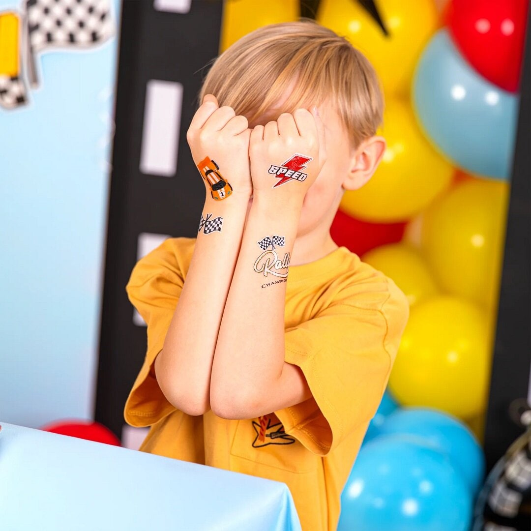 Racing car neptattoos voor kinderen 14 stuks
