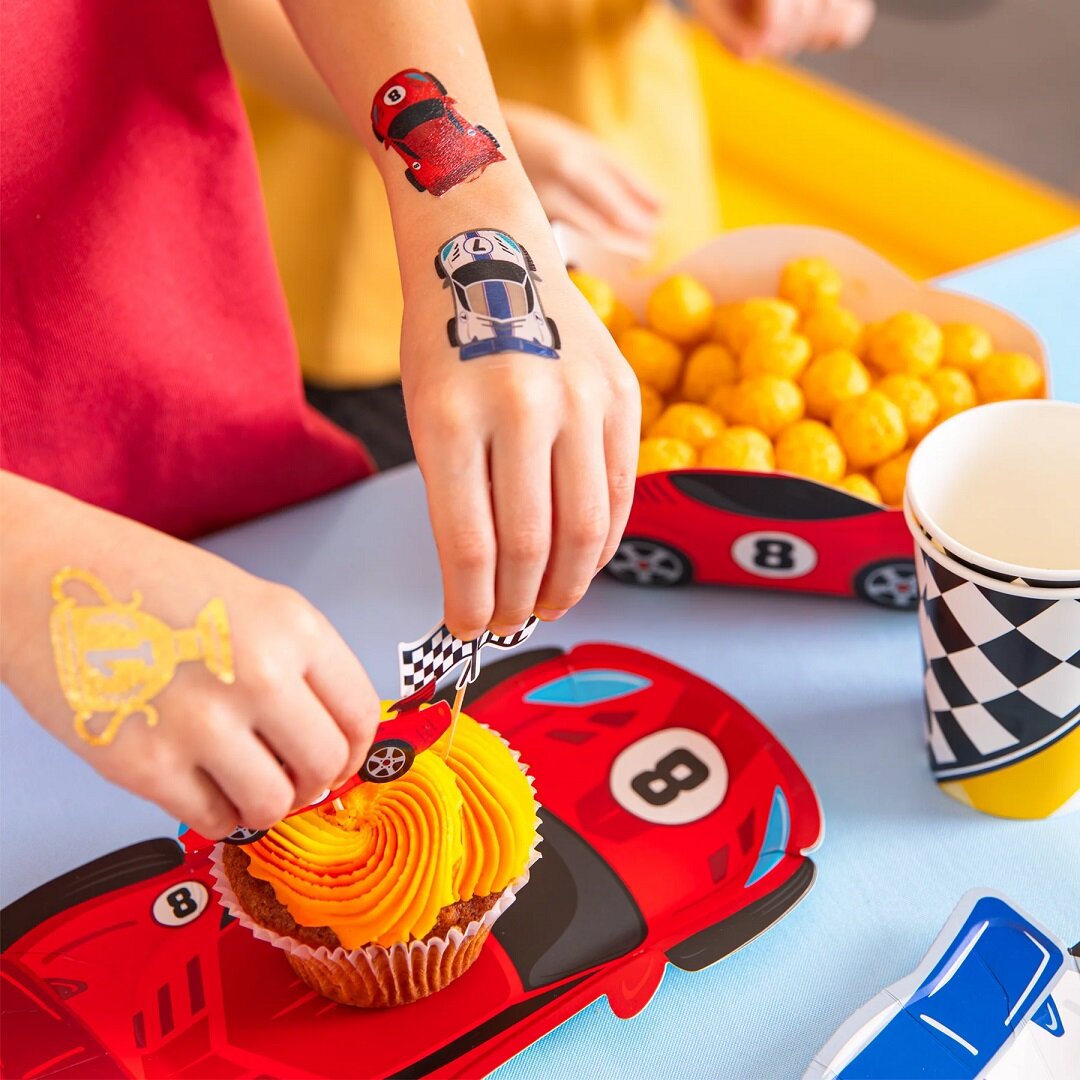 Racing car neptattoos voor kinderen 14 stuks