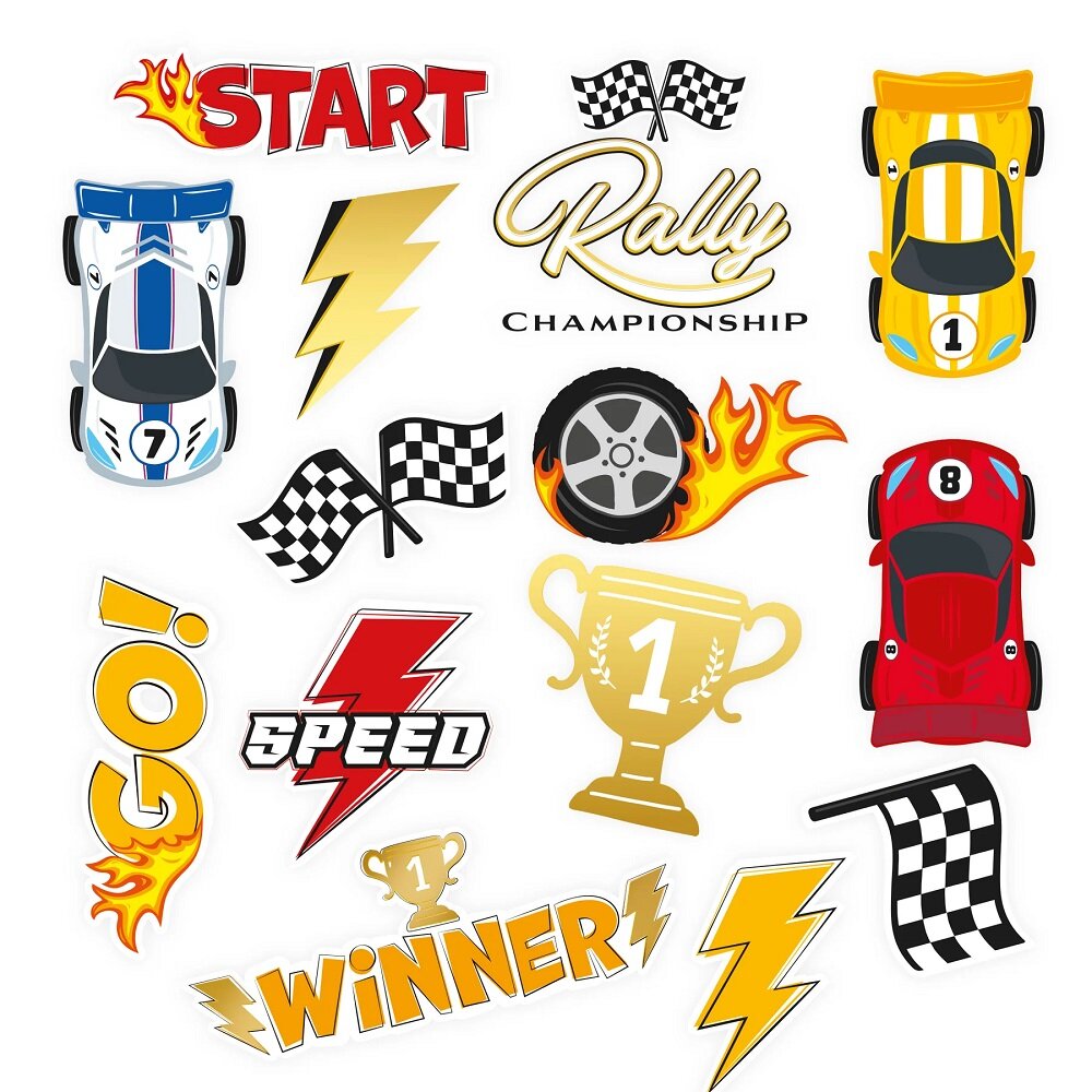 Racing car neptattoos voor kinderen 14 stuks