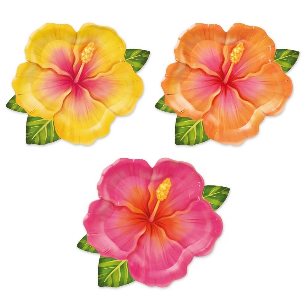 Gevormde Borden Tropische Bloemen Aloha 6 stuks