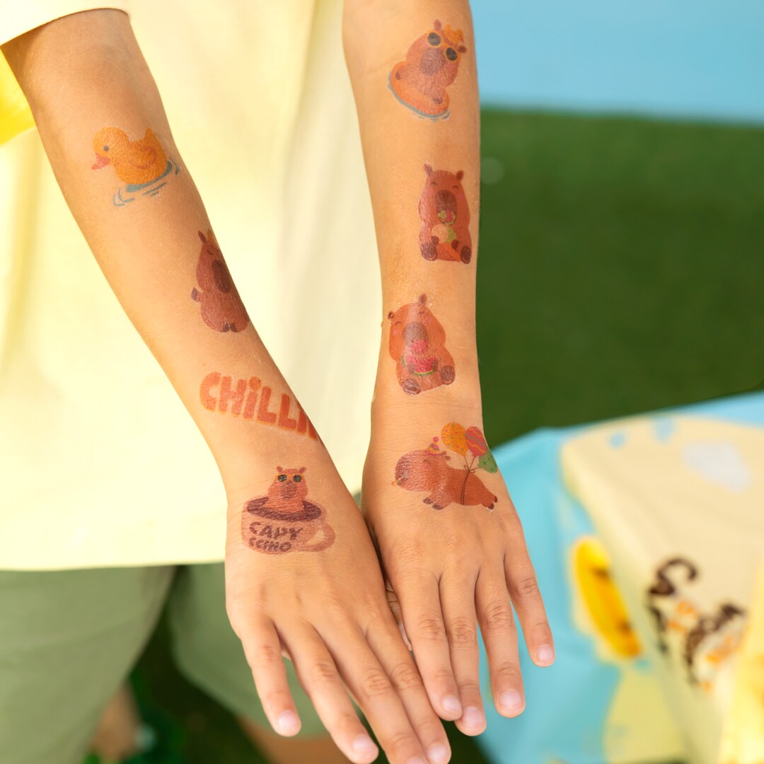 Capybara Neptattoos voor kinderen 18 stuks