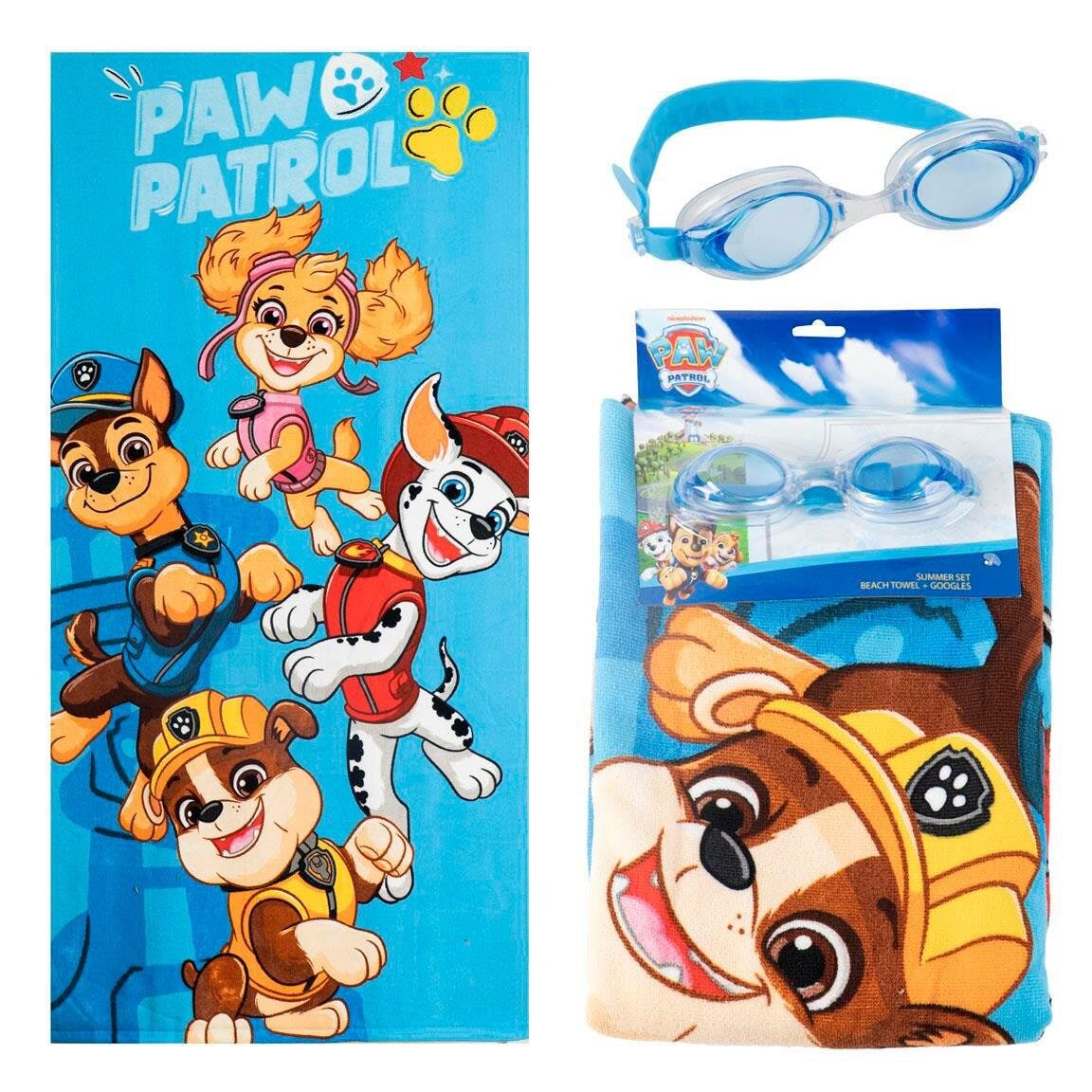 Paw Patrol set met badhanddoek en zwembril