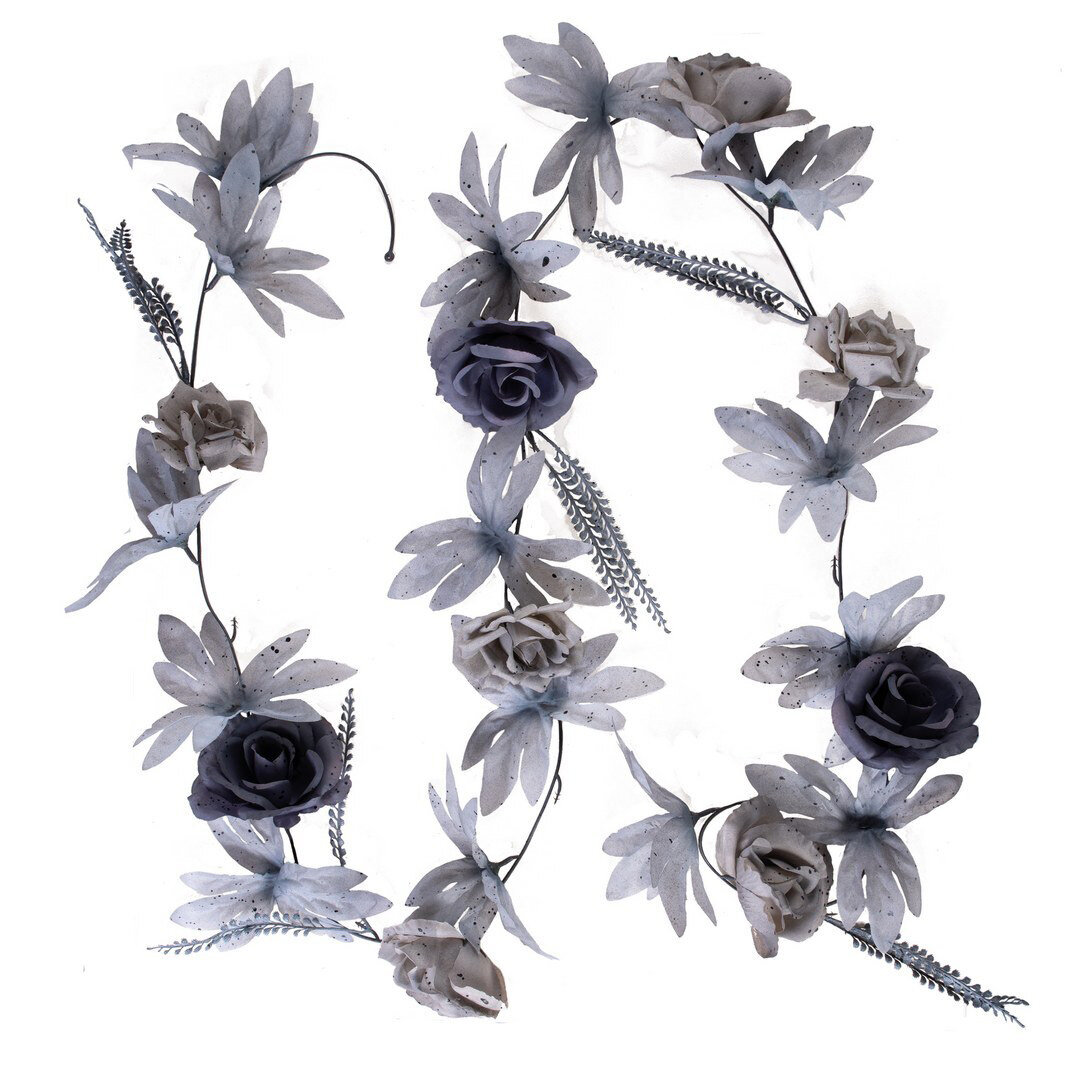 Bloemenslinger met grijze bloemen 220 cm
