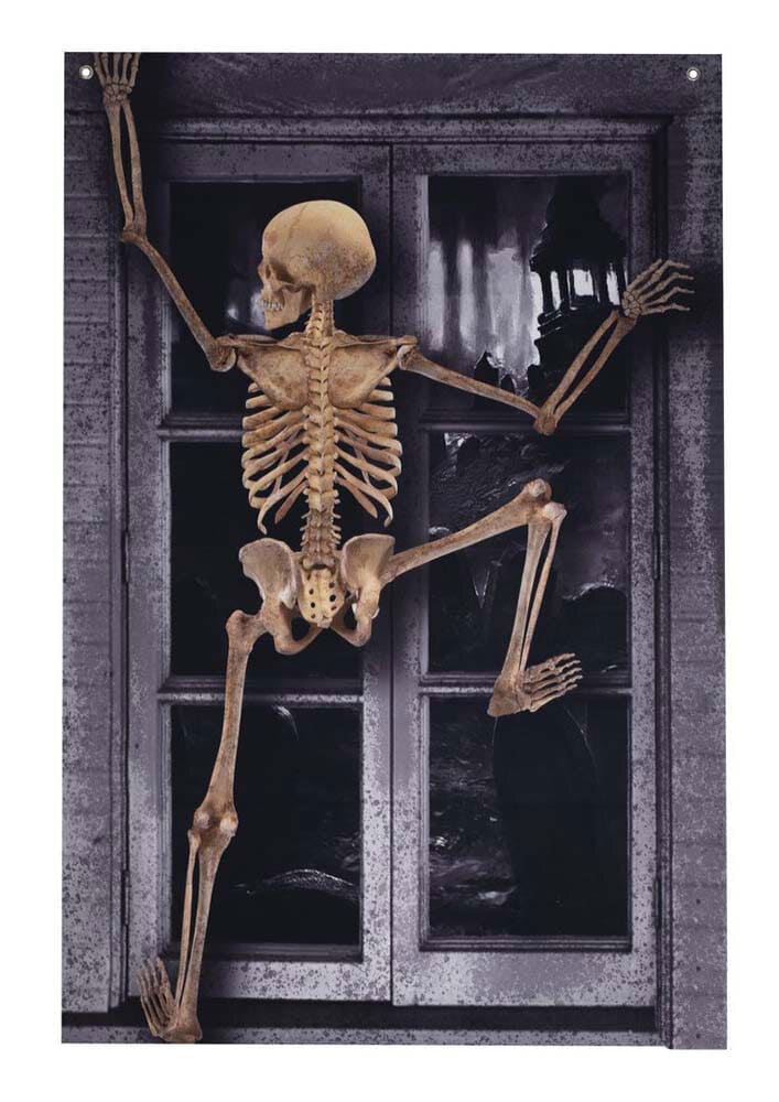 Wanddecoratie Klimmend Skelet 80 x 120 cm