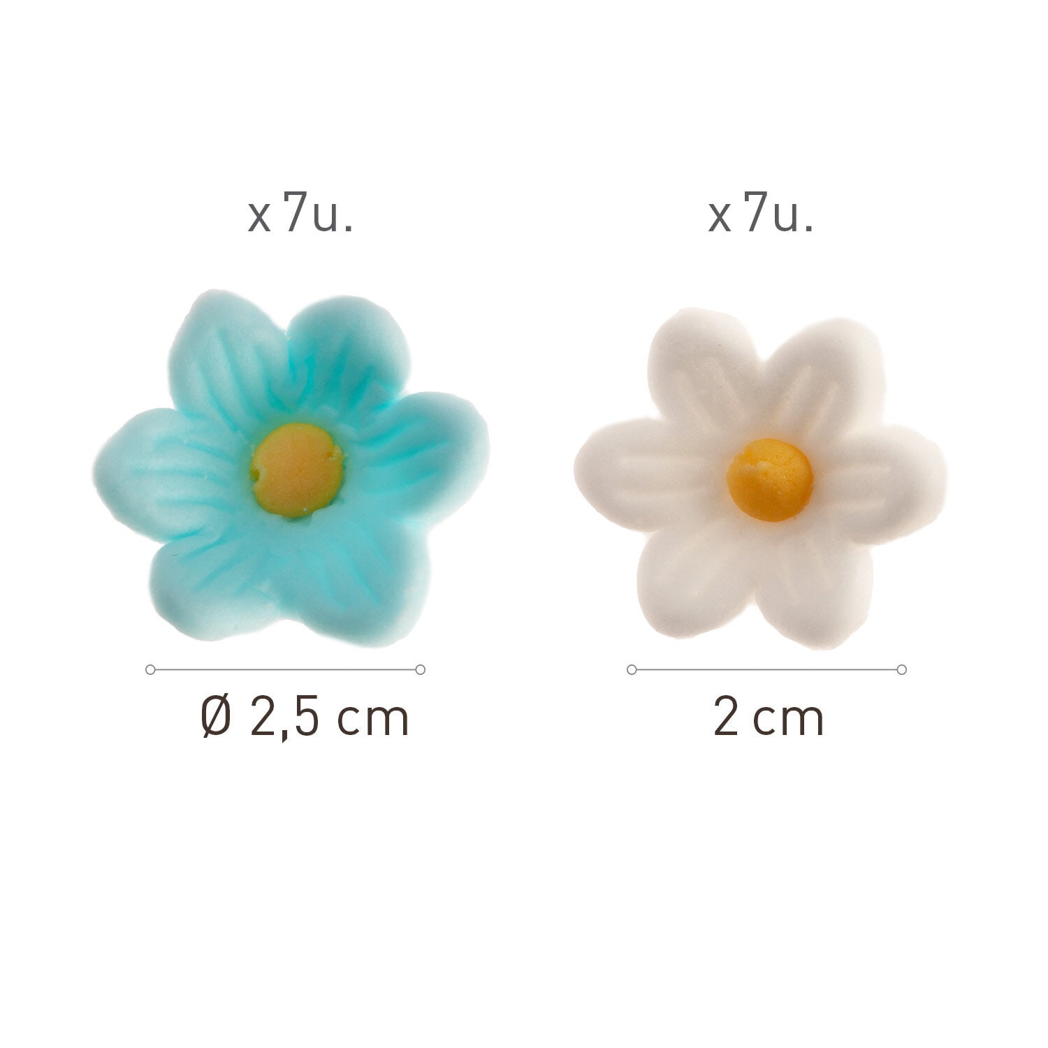 Suikerdecoraties Blauwe/Witte Bloemen 14 stuks