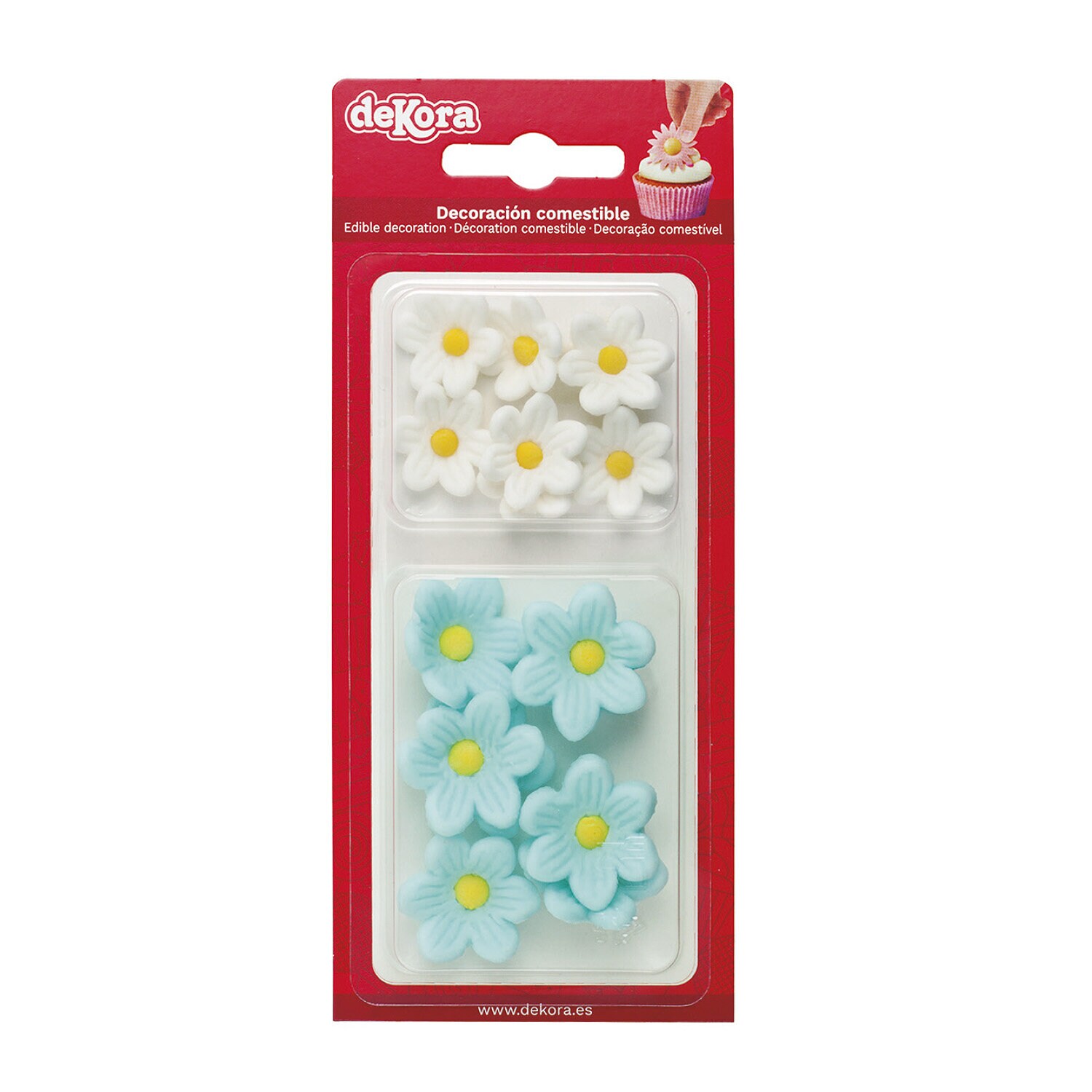 Suikerdecoraties Blauwe/Witte Bloemen 14 stuks