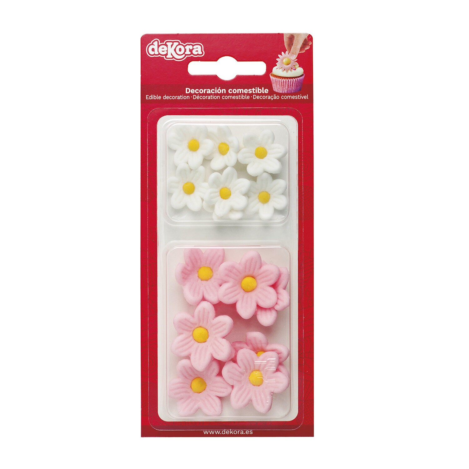 Suikerdecoraties Roze/Witte Bloemen 14 stuks