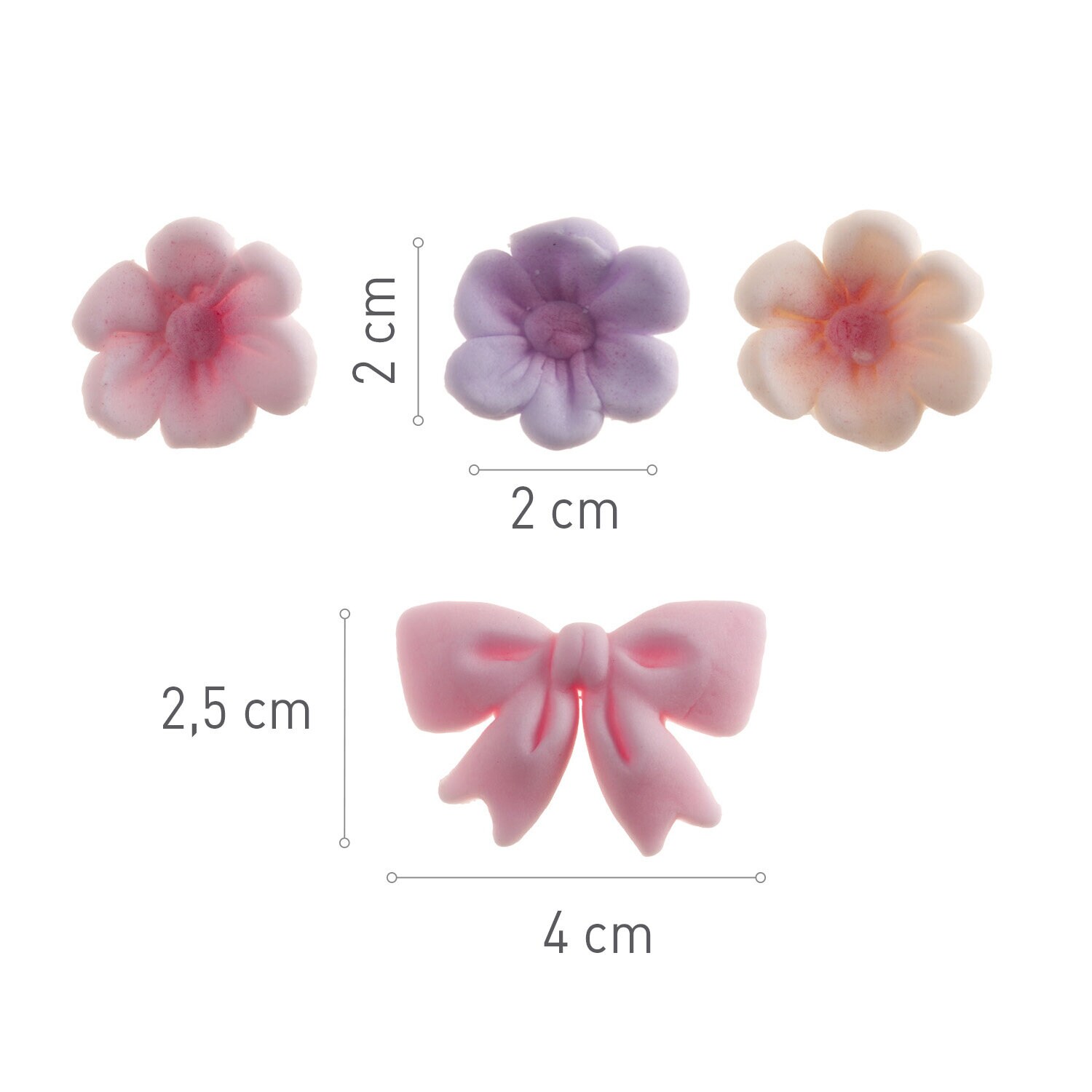 Suikerdecoraties Bloemen & Strikken Roze 10 stuks