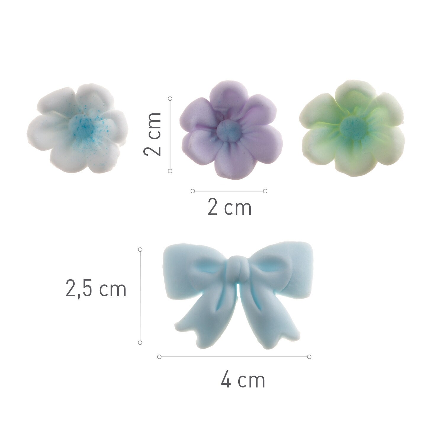 Suikerdecoraties Bloemen & Strikken Blauw 10 stuks