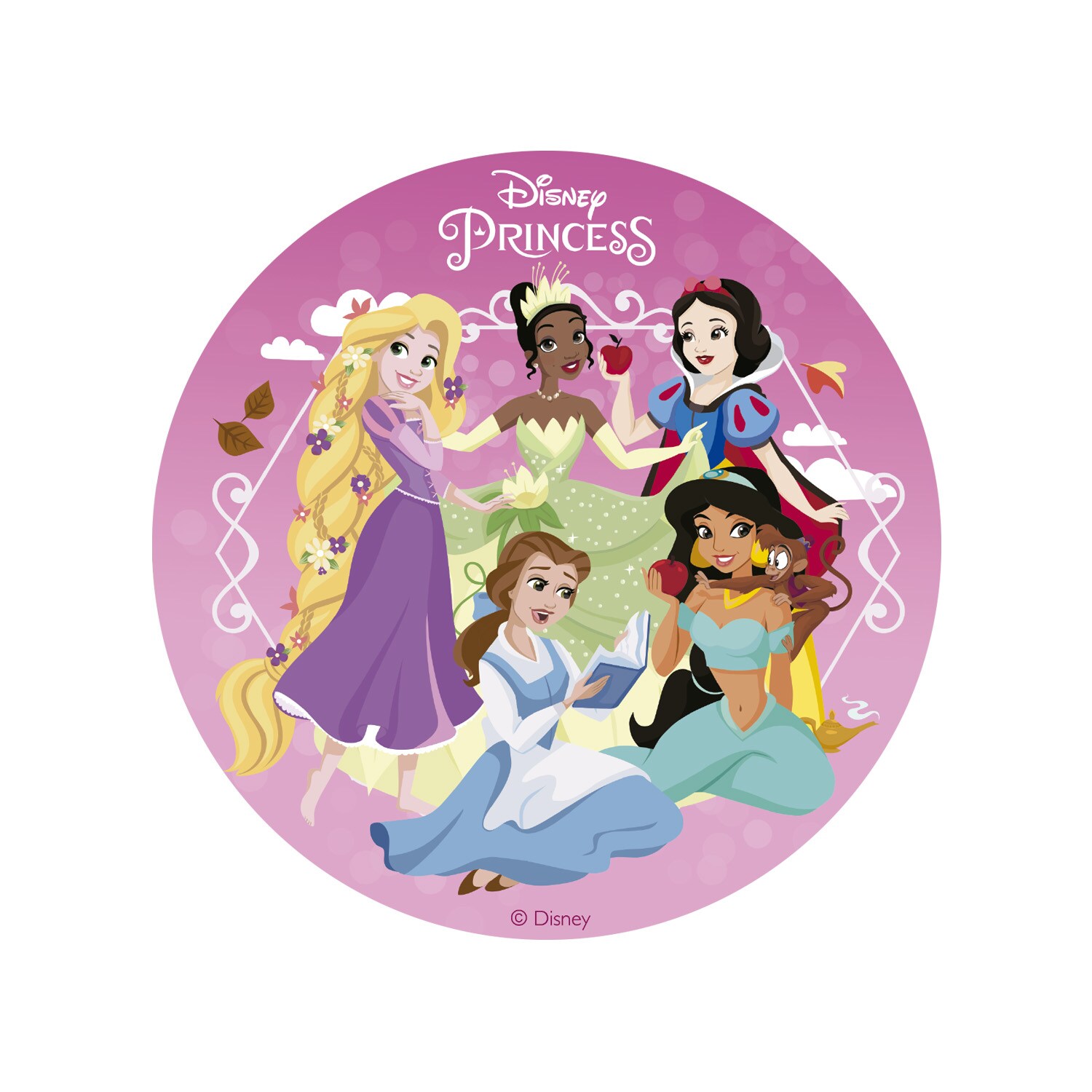 Taartprint Disney Prinsessen - Suikervrije fondant 15,5 cm