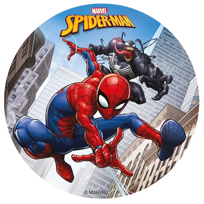 Taartprint Spiderman - Suikervrije fondant 15,5 cm
