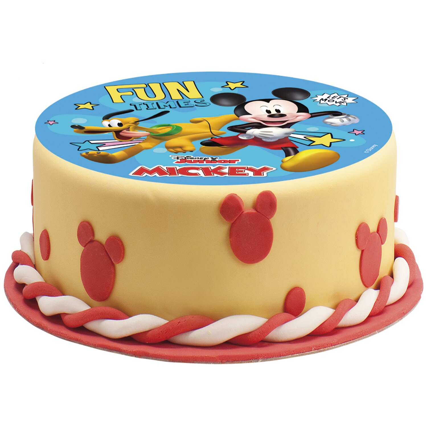 Taartprint Mickey Mouse - Suikervrije fondant 15,5 cm