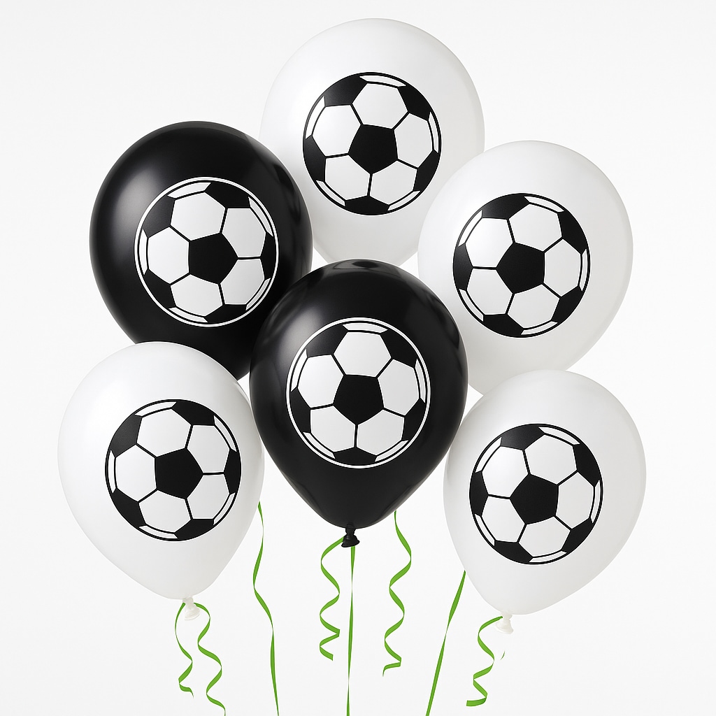 Voetbal, Ballonnen zwart en wit 8 stuks