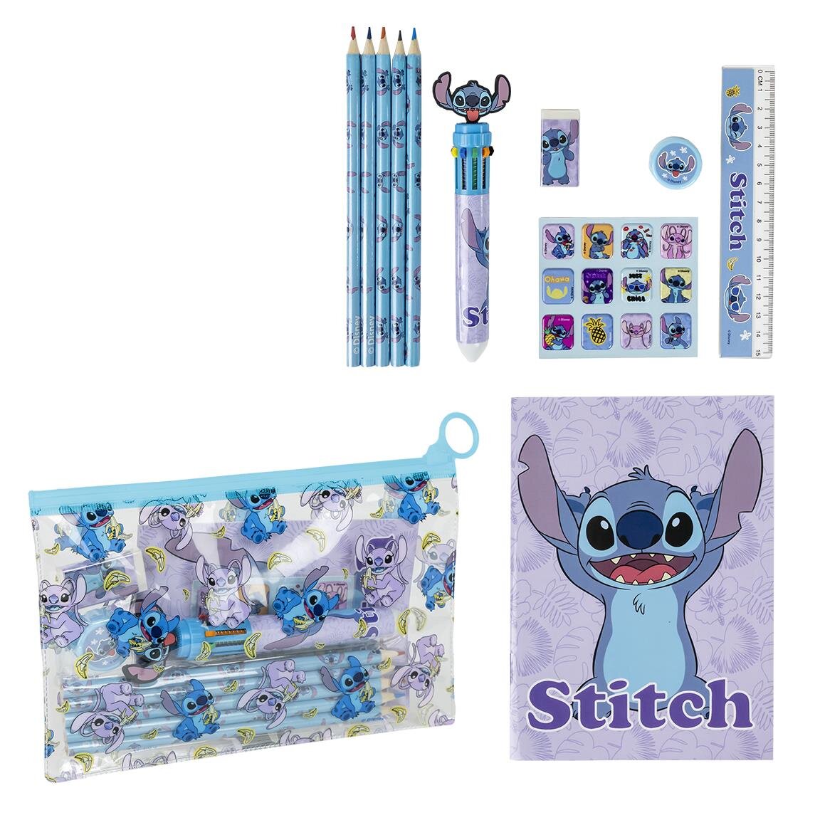 Stitch - Schoolset met 12 onderdelen