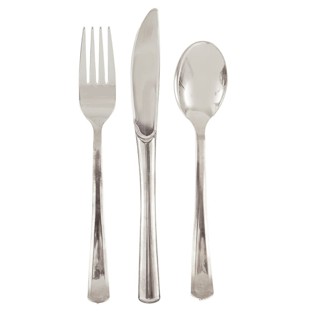 Plastic bestek in zilver metallic 18 stuks