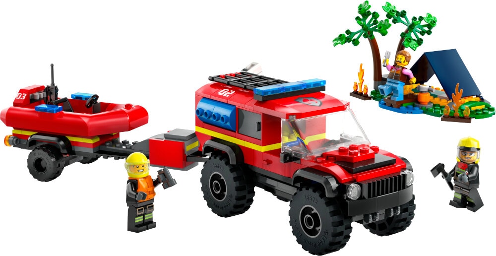 LEGO City - 4x4 brandweerauto met reddingsboot 5+