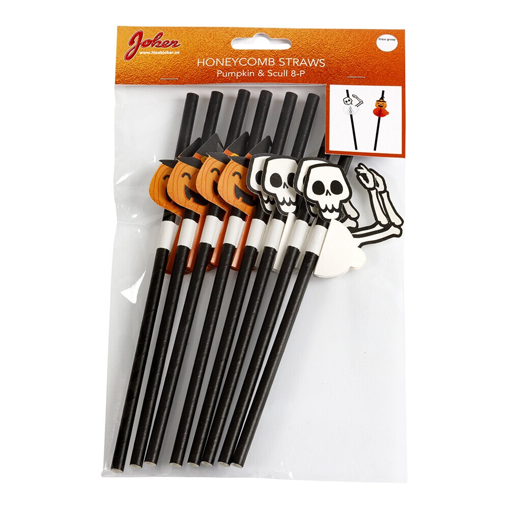 Papieren rietjes Halloween 6 stuks