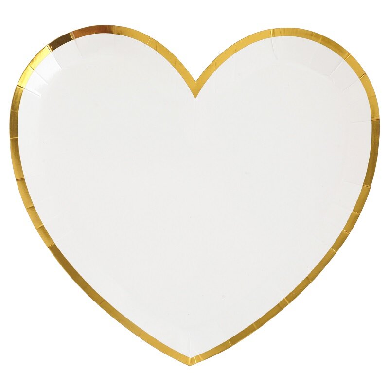 Bordjes - Hartvormig in wit en goud 10 stuks