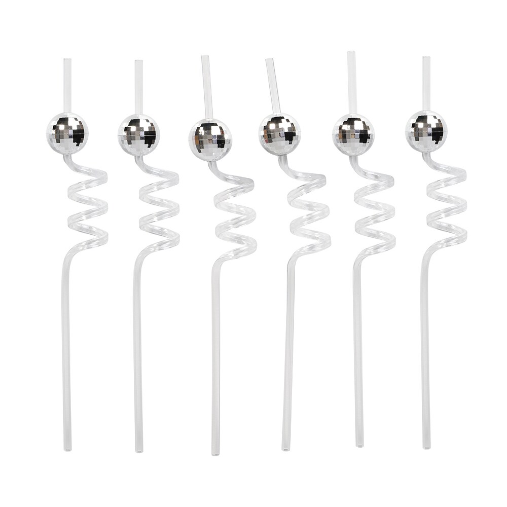 Rietjes met discoballen 6 stuks