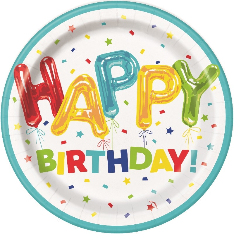 Happy Balloon Birthday - Bordjes 8 stuks