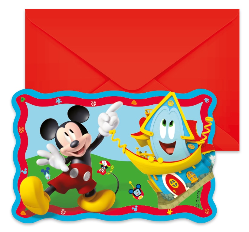 Mickey Mouse - Uitnodigingskaartjes 6 stuks