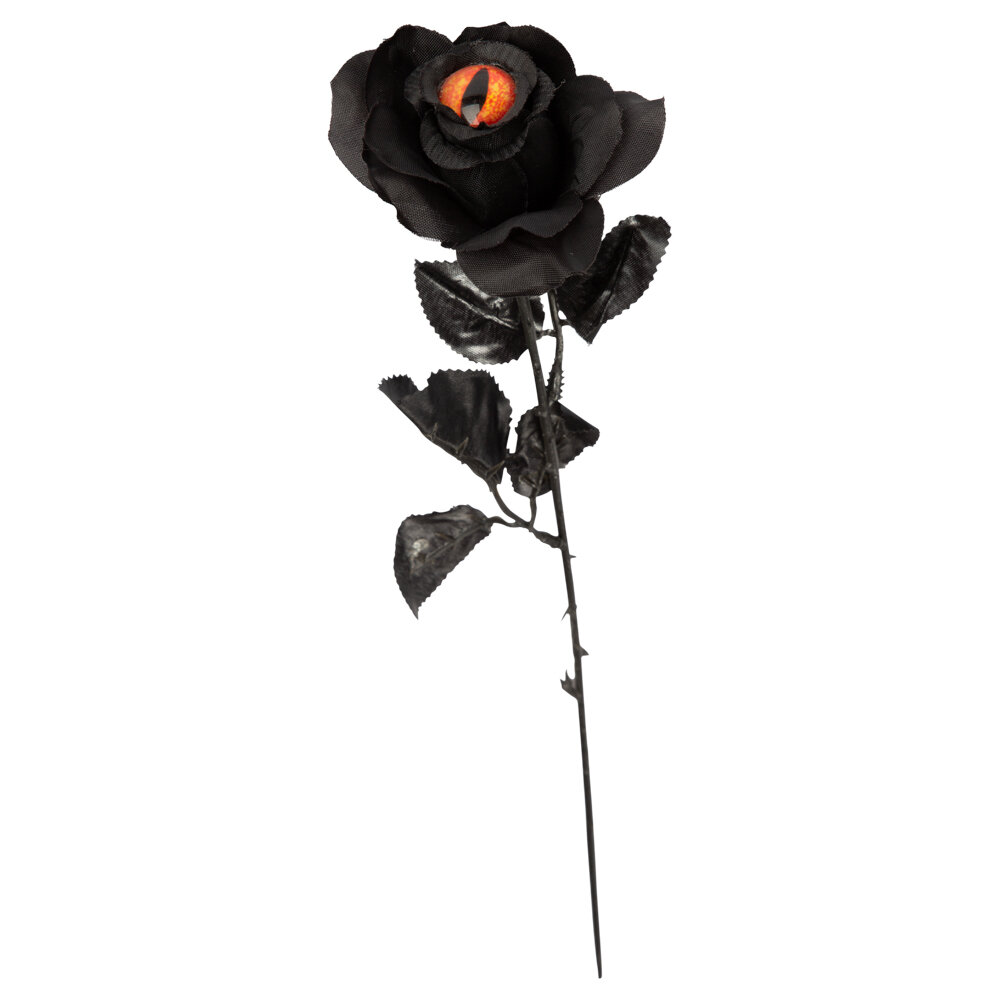 Halloween decoratie Zwarte Roos 43 cm