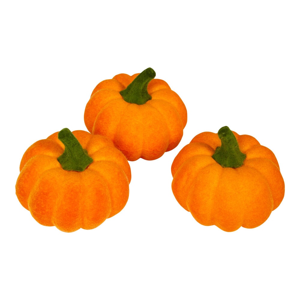 Decoratieve pompoenen met fluweelzacht oppervlak 3 stuks