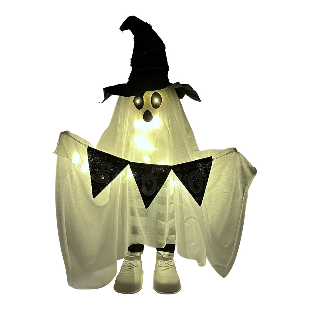 Staand en lichtgevend Spook BOO 55 cm