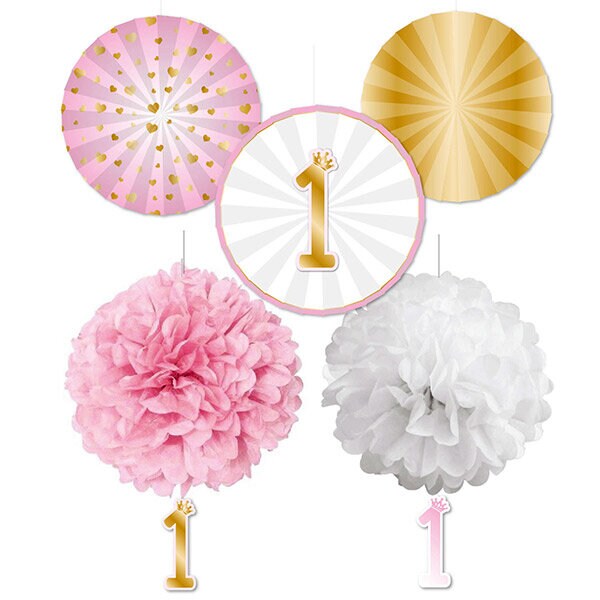 Hangdecoratieset 1 jaar Roze