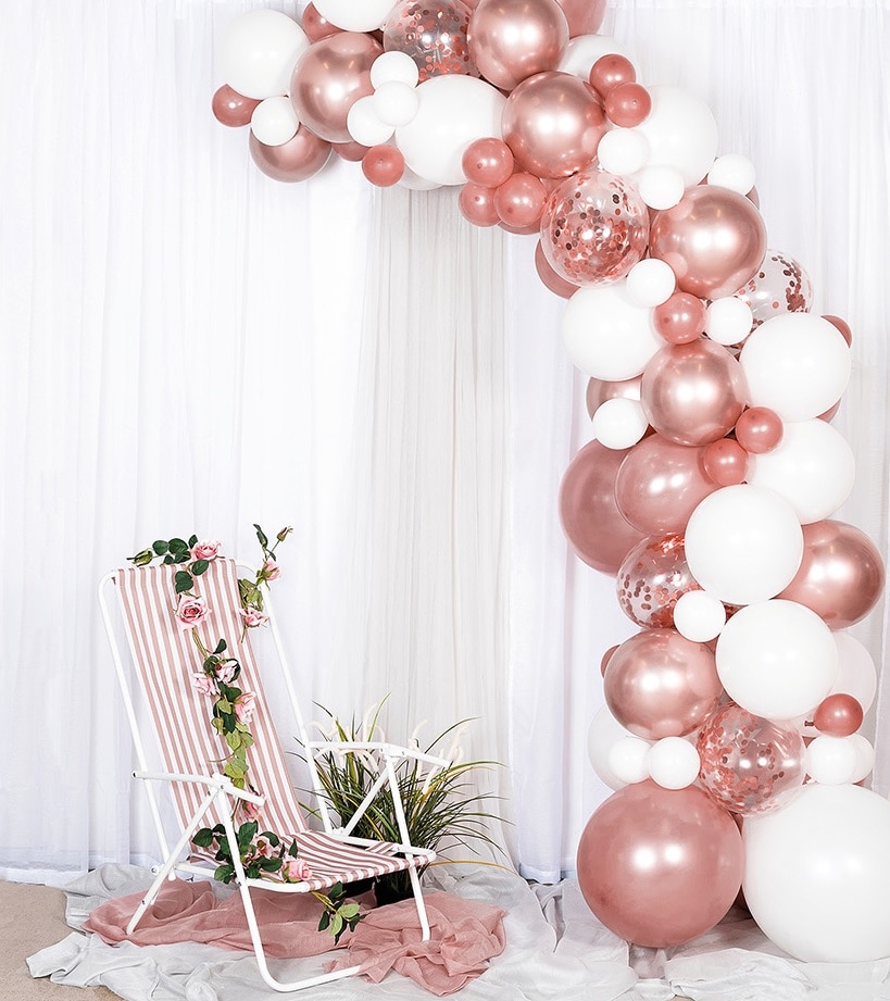 DIY Deluxe Ballonnenboog - Roségoud/Wit