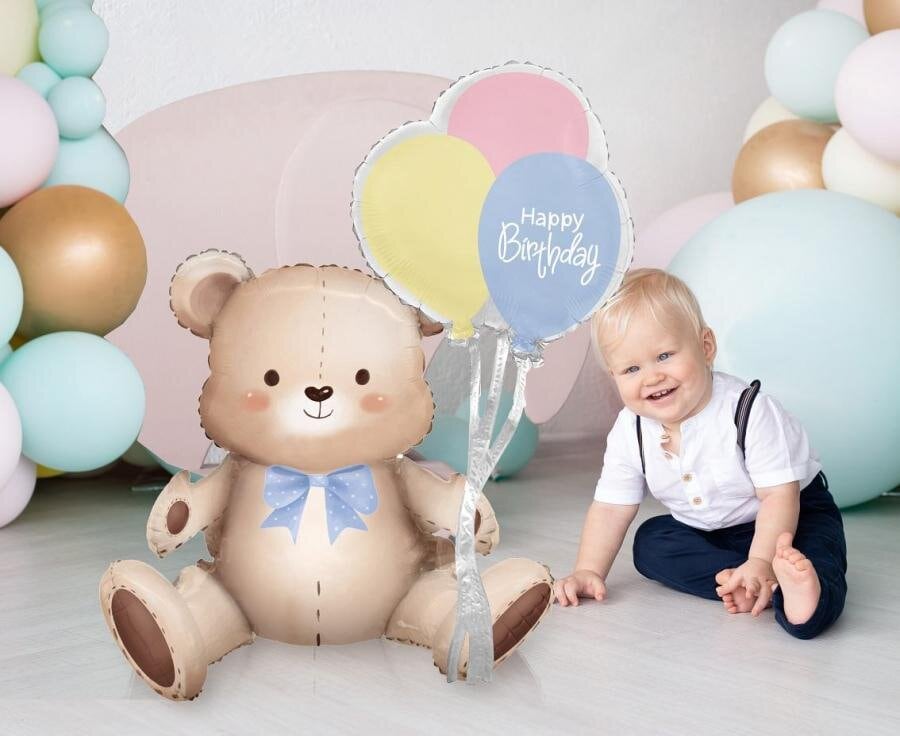 Zittende teddybeer folieballon 76 cm