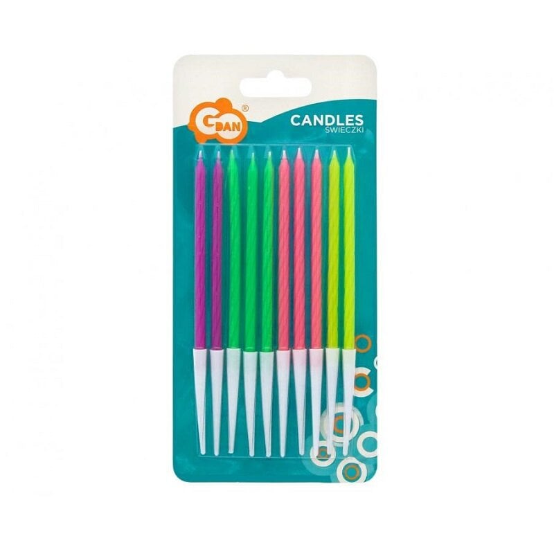 Taartkaarsen Neon 10 stuks