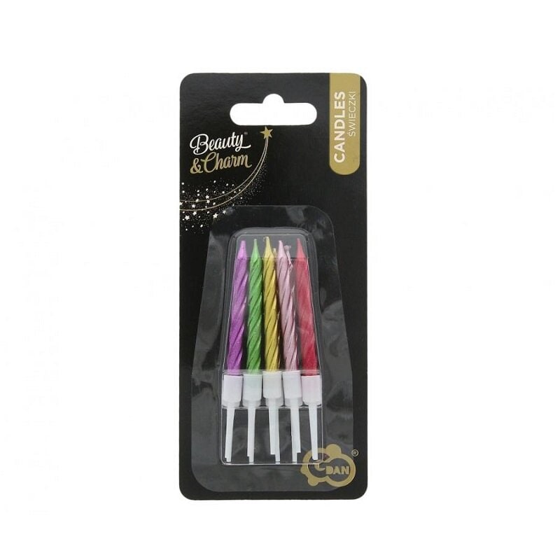 Taartkaars - Geschroefde Metallic 10 stuks