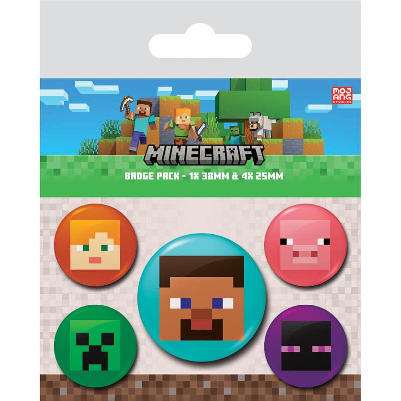 Minecraft - Buttons 5 stuks