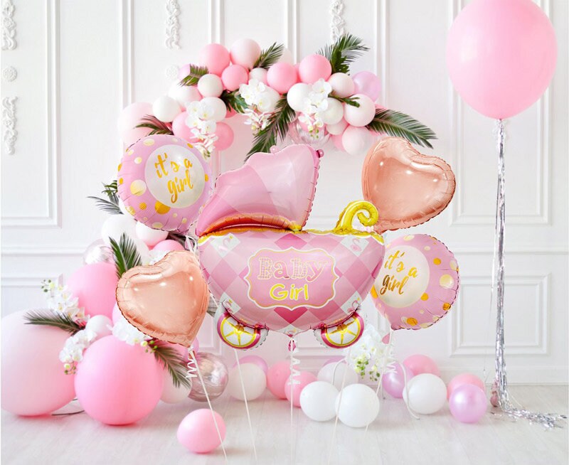 Ballonboeket - Roze Kinderwagen