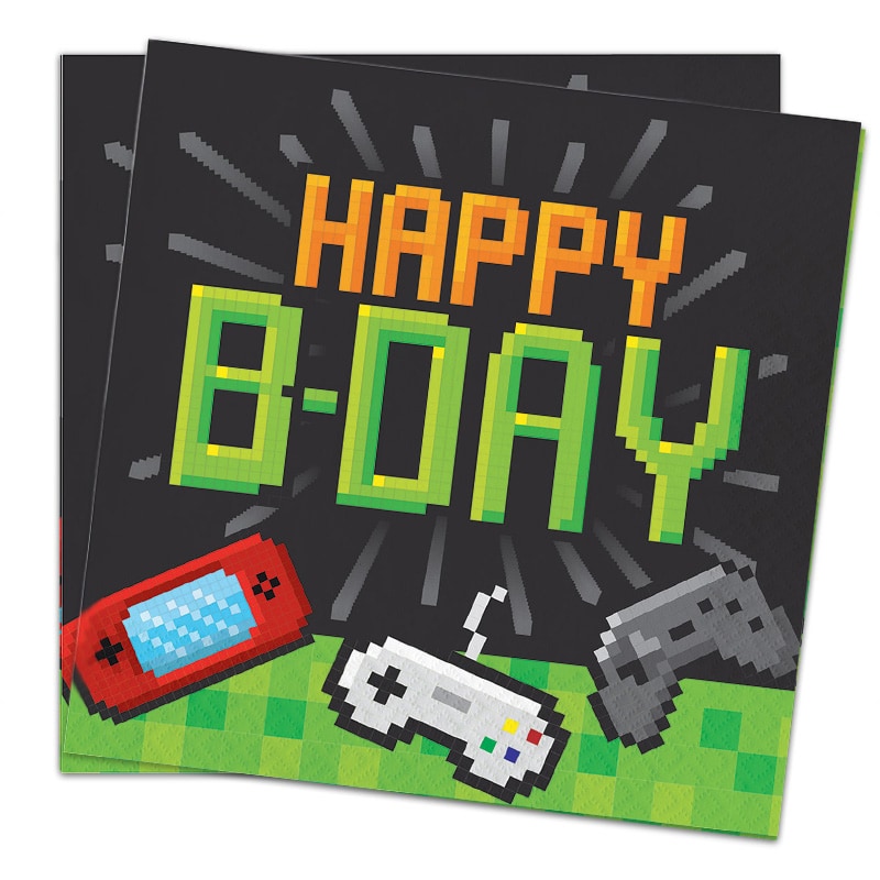 Gaming Party - Servetten Happy Birthday 16 stuks