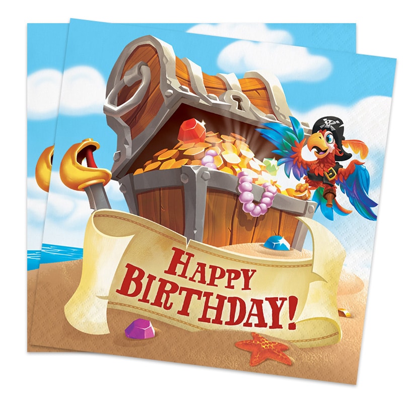 Pirates Treasure - Servetten Happy Birthday 16 stuks