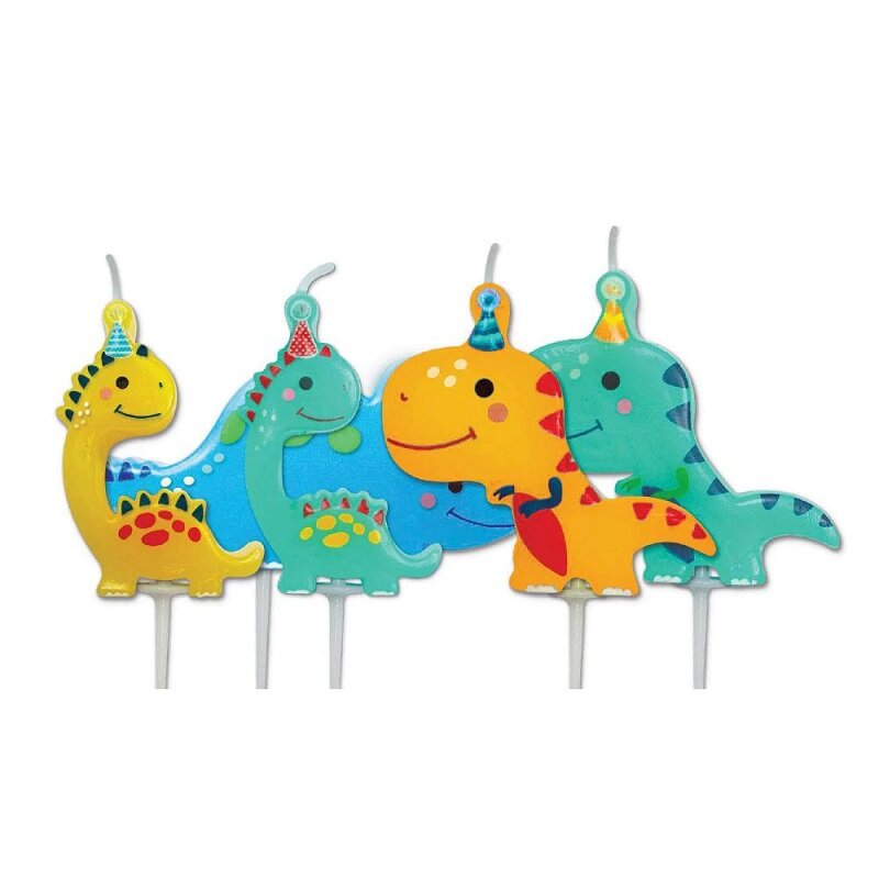 Taart Kaarsjes - Dino Party 5 stuks