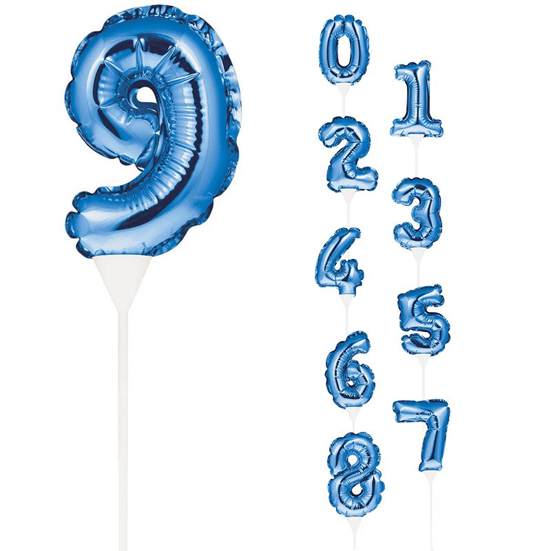 Taartdecoratie Blauwe Folieballon 0-9