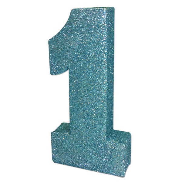 Tafeldecoratie 1 jaar blauw glitter