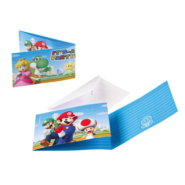 Super Mario - Uitnodigingskaartjes 8 stuks